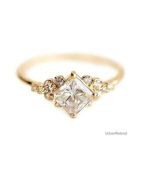 Vintage 14k Gold Plated CZ Wedding Band Engagement Ring Size 8